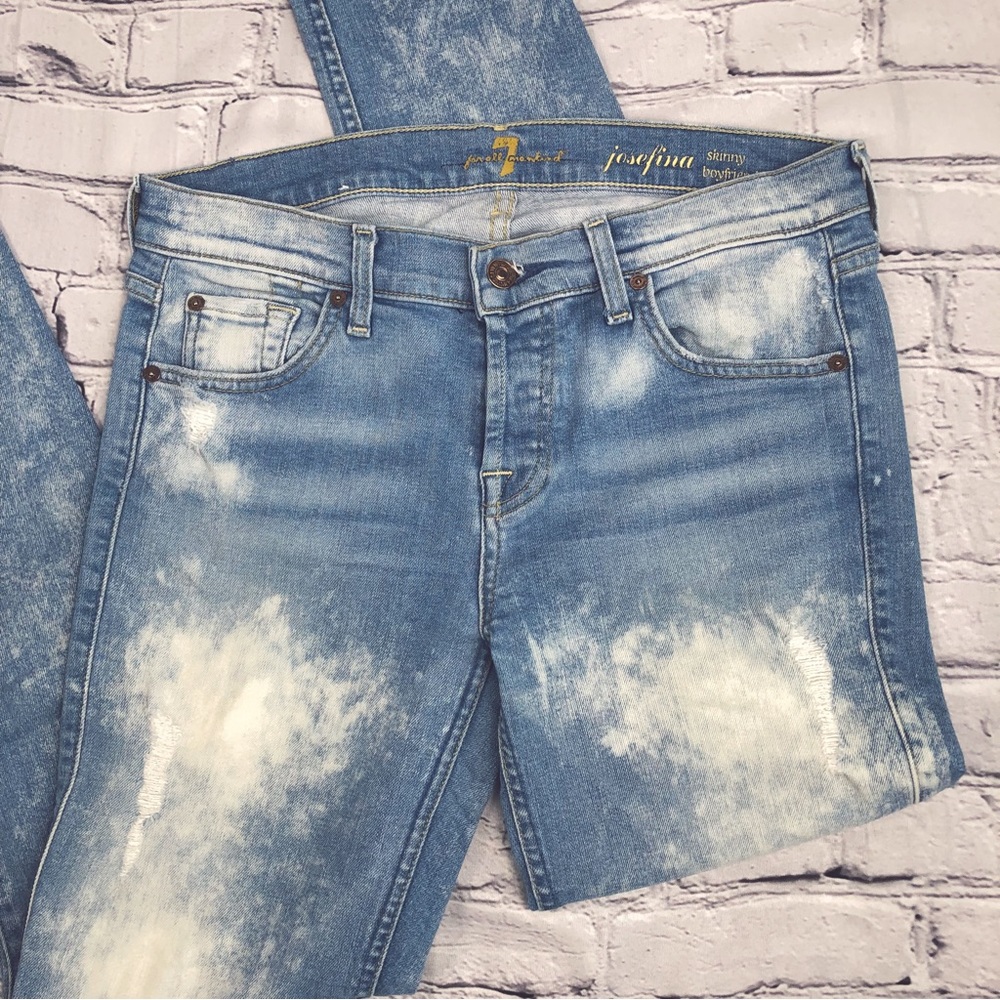 7 For All Mankind Josefina Distressed Skinny Boyfriend Jeans Sz 26 - Picture 16 of 16